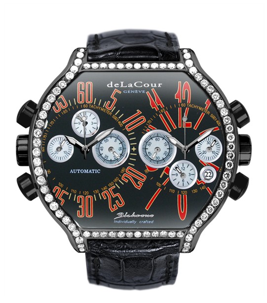 Replica DeLaCour BiChrono S2 Steel PVD Diamond bezel Black and Red WAST2237-0982 Replica Watch Replica DeLaCour BiChrono S2 Steel PVD Diamond bezel Black and Red WAST2237-0982 Replica Watch